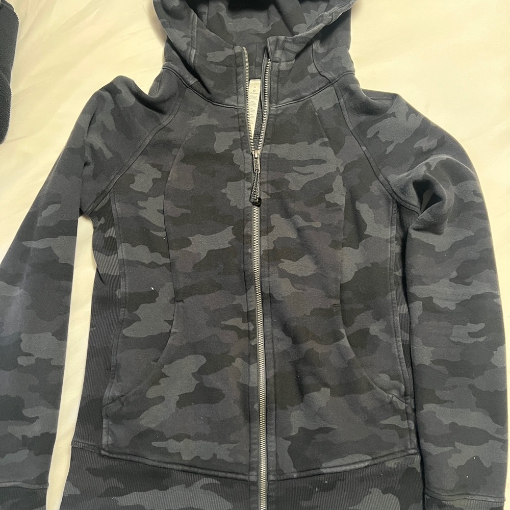 Gray Camo Hooded Zip-Up Sweatshirt